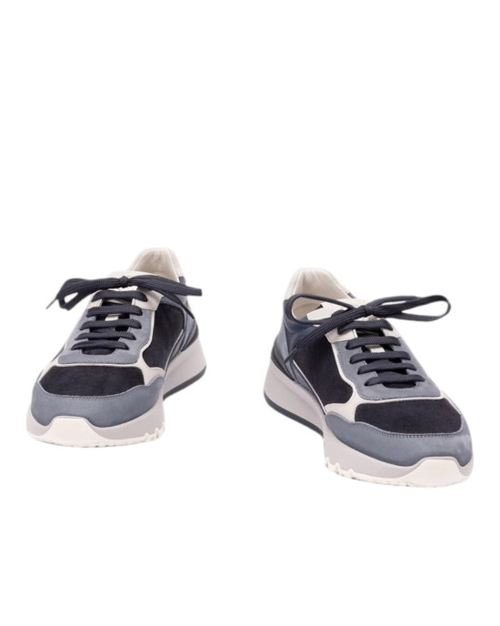 Brunello Cucinelli Sneakers din Piele și Nubuck Bleumarin